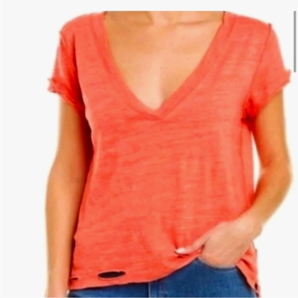 We the free red distressed Top - Picture 2 of 5